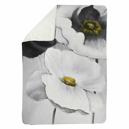 KD CUNA 60 x 80 in. Assorted White Flowers-Sherpa Fleece Blanket KD2788473